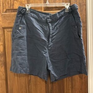 Athleta Voyager Linen shorts, blue, size 16